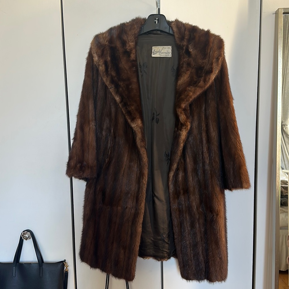 Mahogany Mink Fur Coat with Back Belt size M